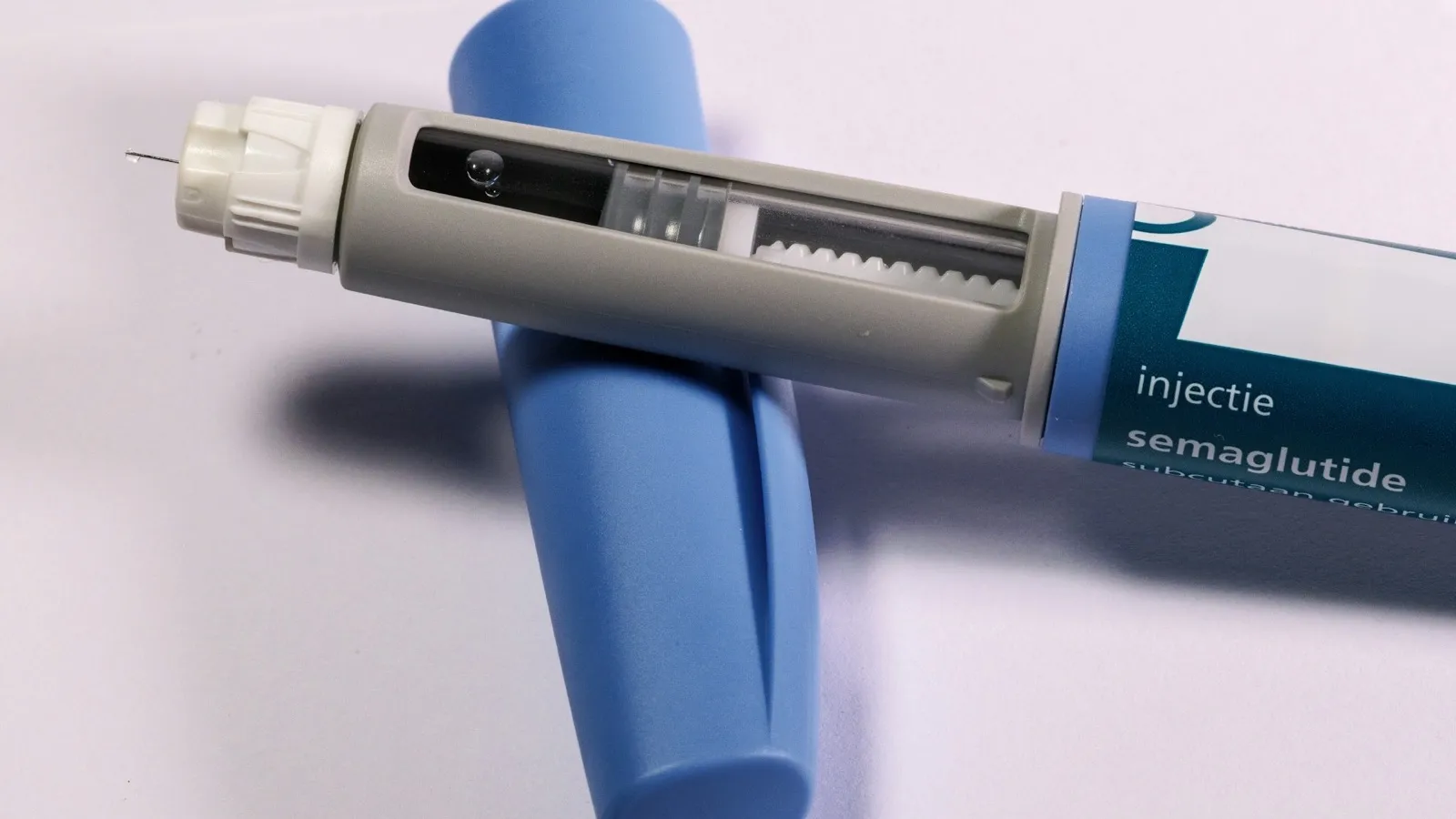 Semaglutide injection pen with the cap removed